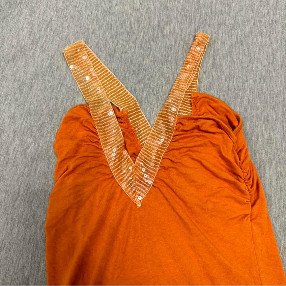 Orange Sequin Strap Women's Top